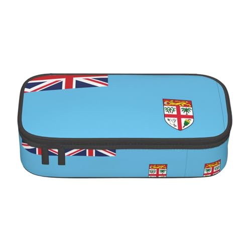 ZHAOUR Federmäppchen mit finnischer Flagge, Volldruck-Design, Mehrzweck-Organizer, strapazierfähiges Oxford-Gewebe, mehrere Fächer, Fidschi-Flagge, Einheitsgröße, Schulranzen von ZHAOUR