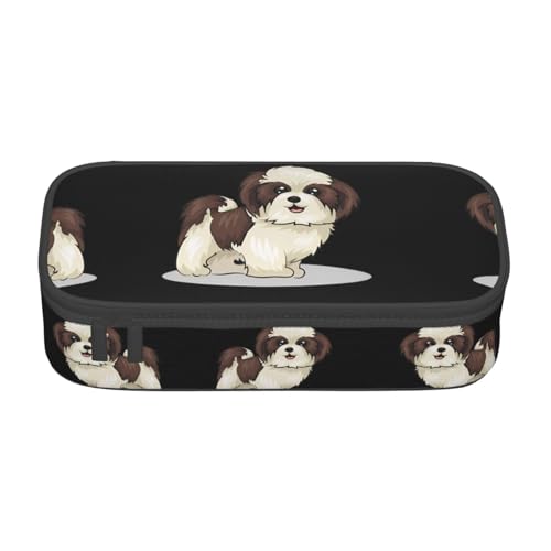 ZHAOUR Federmäppchen mit finnischer Flagge, Volldruck-Design, Mehrzweck-Organizer, strapazierfähiges Oxford-Gewebe, mehrere Fächer, Shih Tzu Hund, Einheitsgröße, Schulranzen von ZHAOUR