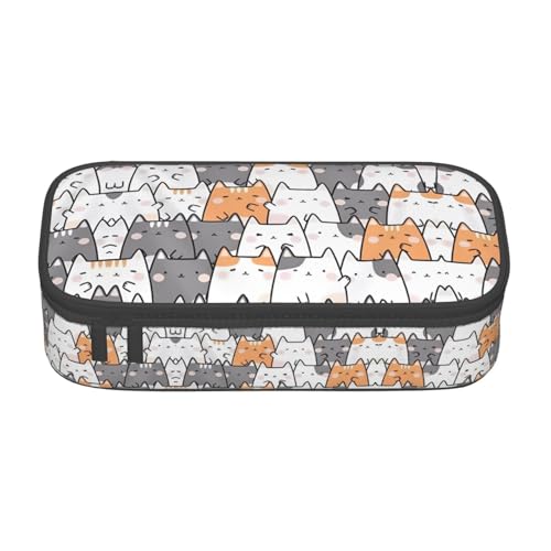 ZHAOUR Federmäppchen mit goldenem Seiden-Weihnachtsvolldruck-Design, Mehrzweck-Organizer, strapazierfähiges Oxford-Gewebe, mehrere Fächer, Orange Katzen (1), Einheitsgröße, Schulranzen von ZHAOUR