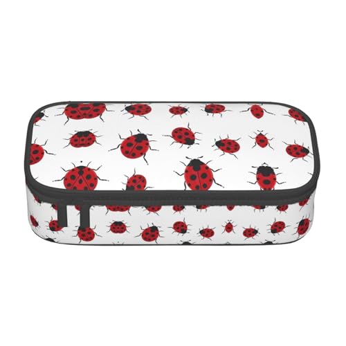 ZHAOUR Federmäppchen mit hellem Kastanienbraunem Volldruck-Design, Mehrzweck-Organizer, strapazierfähiges Oxford-Gewebe, mehrere Fächer, Seven Star Marienkäfer, Einheitsgröße, Schulranzen von ZHAOUR