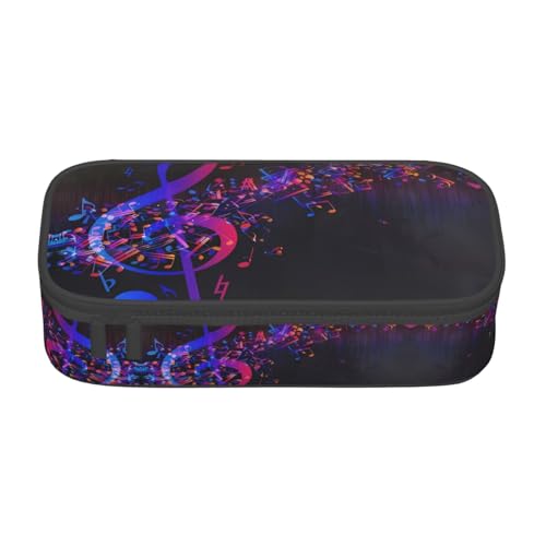 ZHAOUR Federmäppchen mit rotem süßem Schweinchen-Volldruck-Design, Mehrzweck-Organizer, strapazierfähiges Oxford-Gewebe, mehrere Fächer, Bunte Galaxie-Musiknoten, Einheitsgröße, Schulranzen von ZHAOUR