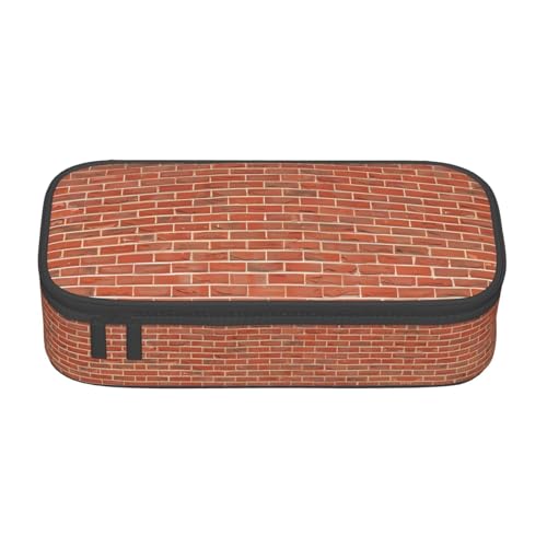 ZHAOUR Federmäppchen mit roter Ziegelmauer-Textur, Volldruck-Design, Mehrzweck-Organizer, strapazierfähiges Oxford-Gewebe, mehrere Fächer, Rote Ziegelmauer., Einheitsgröße, Schulranzen von ZHAOUR