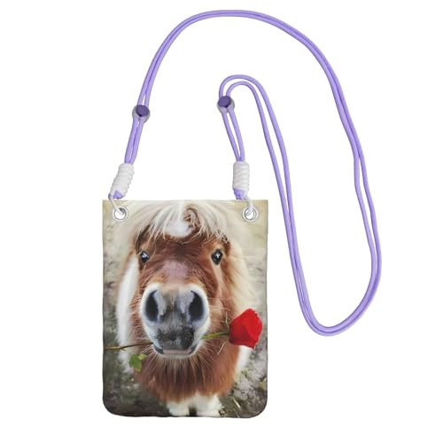 ZHAOUR Schwarze Universal-Crossbody-Tasche – leichte Geldbörse mit Pferde- und Rosen-Druck, perfekt zum Einkaufen und für Outdoor-Aktivitäten, violett, Einheitsgröße ZHAOUR Schwarze Universal-Crossbody-Tasche – leichte Geldbörse mit Pferde- und Rosen-Druck, perfekt zum Einkaufen und für Outdoor-Aktivitäten, violett, Einheitsgröße von ZHAOUR