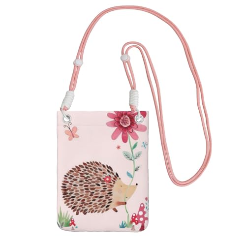 ZHAOUR Schwarze Universal-Crossbody-Telefontasche – leicht, schöner Igel-Druck, perfekt zum Einkaufen und für Outdoor-Aktivitäten, rose, Einheitsgröße von ZHAOUR