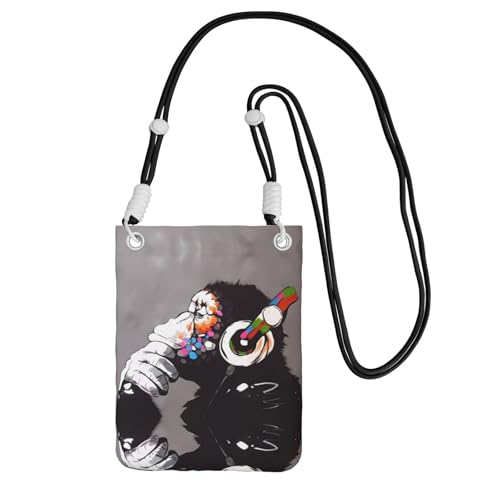 ZHAOUR Schwarze Universal-Crossbody-Telefontasche – leichte Affen-Musik-Druck-Geldbörse, perfekt zum Einkaufen und für Outdoor-Aktivitäten, Schwarz , Einheitsgröße ZHAOUR Schwarze Universal-Crossbody-Telefontasche – leichte Affen-Musik-Druck-Geldbörse, perfekt zum Einkaufen und für Outdoor-Aktivitäten, Schwarz , Einheitsgröße von ZHAOUR