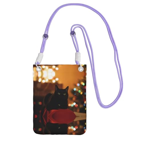 ZHAOUR Schwarze Universal-Crossbody-Telefontasche – leichte Weihnachts-Geldbörse mit schwarzem Katzendruck, perfekt zum Einkaufen und für Outdoor-Aktivitäten, violett, Einheitsgröße ZHAOUR Schwarze Universal-Crossbody-Telefontasche – leichte Weihnachts-Geldbörse mit schwarzem Katzendruck, perfekt zum Einkaufen und für Outdoor-Aktivitäten, violett, Einheitsgröße von ZHAOUR