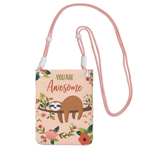 ZHAOUR Schwarze Universal-Umhängetasche, leicht, mit Faultier-Aufdruck, perfekt zum Einkaufen und für Outdoor-Aktivitäten, rose, Einheitsgröße von ZHAOUR