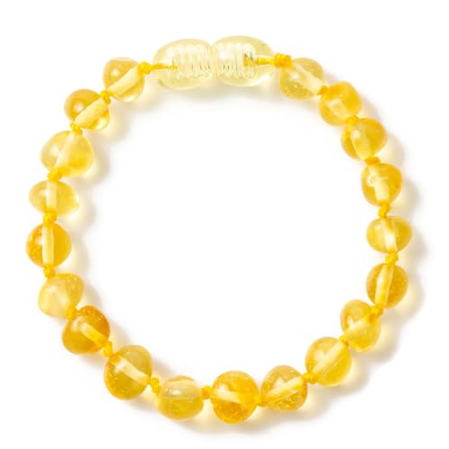 ZHAOXIA Bernstein Armband/Fußkettchen (Lemon) - Länge 14 cm Baltischer Bernstein - 100% Handarbeit - Zwischen Perlen geknotet von ZHAOXIA