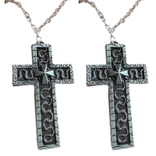 ZHAOZHI 2025 Neu Thanas Kette, Korean Traditional Game Cross Pendant Squid Thanas 3D Printed Cross Necklaces, With Dark Box Ten Character, Vintage Handmade Mens And Women Pendant Jewellery (2) von ZHAOZHI