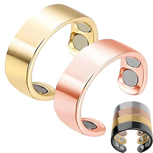 ZHAOZHI Sömni Ring, Sömni Ring Damen Wechseljahre, Magnet Ringe Damen Wechseljahre Original (2, Gold*Rosé) von ZHAOZHI