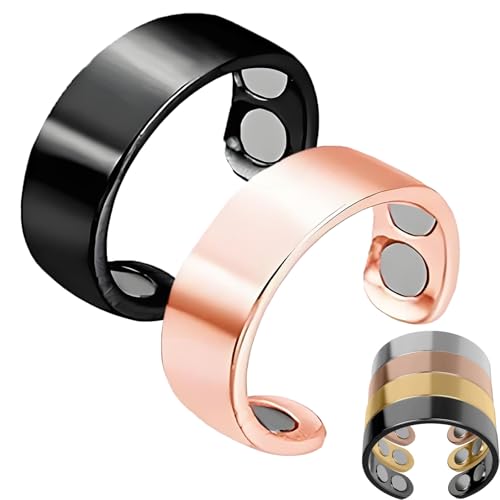 ZHAOZHI Sömni Ring, Sömni Ring Damen Wechseljahre, Magnet Ringe Damen Wechseljahre Original (2, Rosé*Schwarz) von ZHAOZHI