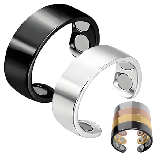 ZHAOZHI Sömni Ring, Sömni Ring Damen Wechseljahre, Magnet Ringe Damen Wechseljahre Original (2, Silber*Schwarz) von ZHAOZHI