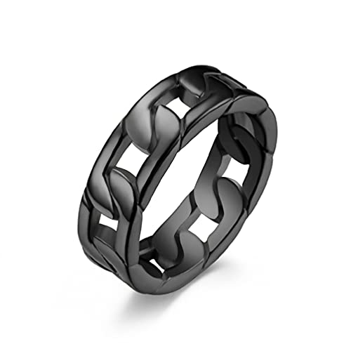 ZHAOZOUL 2 Stück Edelstahl Ringe Titan Geflochtener Kubanischer Kettenring Ring,Schwarz,12=22MM ZHAOZOUL 2 Stück Edelstahl Ringe Titan Geflochtener Kubanischer Kettenring Ring,Schwarz,12=22MM von ZHAOZOUL