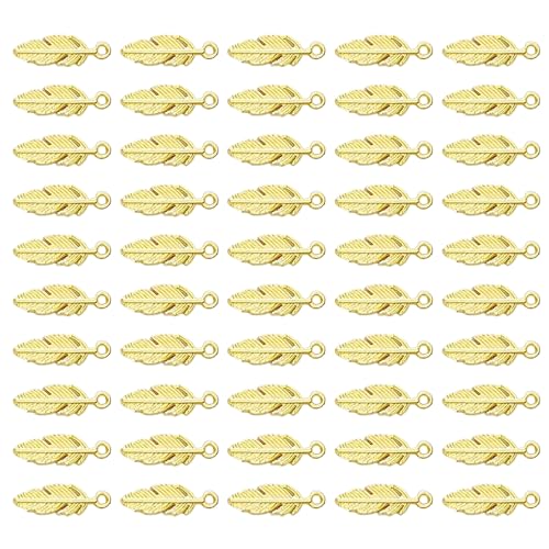 ZHAPEG 50 Stück gefiederte Charm-Anhänger für Bastelprojekte, Dekoration für Schmuck und Kleidung, hängende Anhänger von ZHAPEG