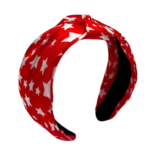 ZHAZHANIU Haarbänder für Damen, 4. Juli, rot, weiß und blau, Accessoires, amerikanische Flagge, Bandana, geknotetes Stirnband (roter Stern, Einheitsgröße) von ZHAZHANIU