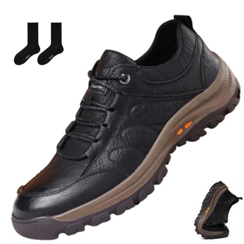 Herren Casual Leder Handgemachte rutschfeste Fußgewölbeunterstützung Loafers Leichte Wandern und Wachen Turnschuhe Mode Bequeme Sicherheitsschuhe, Schwarz , 46 EU Herren Casual Leder Handgemachte rutschfeste Fußgewölbeunterstützung Loafers Leichte Wandern und Wachen Turnschuhe Mode Bequeme Sicherheitsschuhe, Schwarz , 46 EU von ZHCBAUA