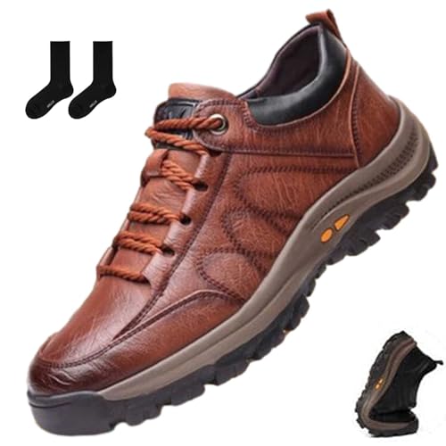 Herren Casual Leder Handgemachte rutschfeste Fußgewölbeunterstützung Loafers Leichte Wandern und Wachen Turnschuhe Mode Bequeme Sicherheitsschuhe, braun, 46 EU Herren Casual Leder Handgemachte rutschfeste Fußgewölbeunterstützung Loafers Leichte Wandern und Wachen Turnschuhe Mode Bequeme Sicherheitsschuhe, braun, 46 EU von ZHCBAUA
