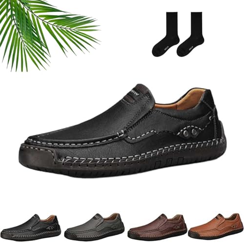 Mokassins Business Walking Loafer Flache Schuhe Herren Handgemachte Bequeme Slip-on Flache Fahrschuhe Casual Business Kleid Leder Mokassins, Schwarz , 46 EU Mokassins Business Walking Loafer Flache Schuhe Herren Handgemachte Bequeme Slip-on Flache Fahrschuhe Casual Business Kleid Leder Mokassins, Schwarz , 46 EU von ZHCBAUA