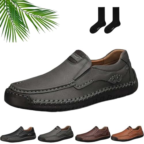 Mokassins Business Walking Loafer Flache Schuhe Herren Handgemachte Bequeme Slip-on Flache Fahrschuhe Casual Business Kleid Leder Mokassins, grau, 46 EU Mokassins Business Walking Loafer Flache Schuhe Herren Handgemachte Bequeme Slip-on Flache Fahrschuhe Casual Business Kleid Leder Mokassins, grau, 46 EU von ZHCBAUA