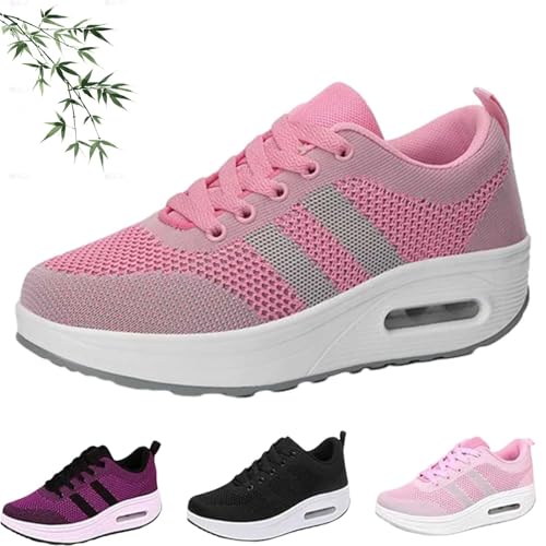 Orthopädische Damen-Sneaker, leichte Luftpolster, fliegendes gewebtes Netzgewebe, bequeme Schlupfschuhe, zum Laufen und Gehen, rutschfeste Schuhe mit Fußgewölbeunterstützung, rose, 42.5 EU von ZHCBAUA
