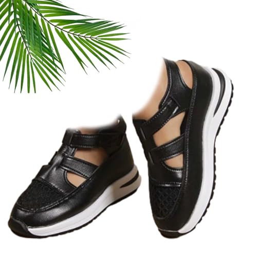 ZHCBAUA Damen Hollow Out Atmungsaktive Plateau Keilsandalen Sneaker 2025 Stilvolle Leder Hohl Sandalen Spitze Verzierung Geschlossene Zehen Wedges Walking Schuhe, Schwarz , 37EU ZHCBAUA Damen Hollow Out Atmungsaktive Plateau Keilsandalen Sneaker 2025 Stilvolle Leder Hohl Sandalen Spitze Verzierung Geschlossene Zehen Wedges Walking Schuhe, Schwarz , 37EU von ZHCBAUA