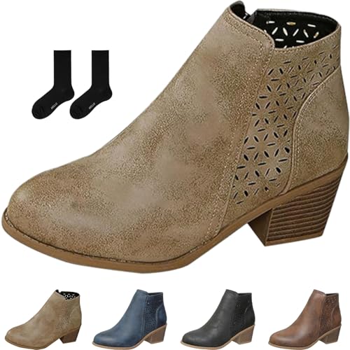 ZHCBAUA Orthopädische Damen-Stiefeletten mit mittelhohem Absatz, aus Kunstleder, Retro-Stil, seitlicher Reißverschluss, khaki, 44 EU ZHCBAUA Orthopädische Damen-Stiefeletten mit mittelhohem Absatz, aus Kunstleder, Retro-Stil, seitlicher Reißverschluss, khaki, 44 EU von ZHCBAUA