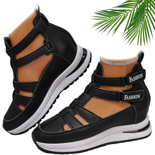 ZHCBAUA Side Adjustable Hook and Loop Comfortable Wedge Sandals, 2025 Stylish Leather Hollow Sandals, Women's Hollow Out Breathable Platform Walking Shoes, Schwarz , 37EU ZHCBAUA Side Adjustable Hook and Loop Comfortable Wedge Sandals, 2025 Stylish Leather Hollow Sandals, Women's Hollow Out Breathable Platform Walking Shoes, Schwarz , 37EU von ZHCBAUA