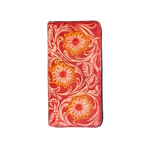 ZHCHAO Clutch, Münzgeldbörse, Geldbörse, Damen, lang, Geldscheinklammer, Rosso, 19.2*2.5*9.5CM von ZHCHAO