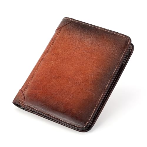 ZHCHAO Dreifach gefaltete kurze Geldklammer Schicht Herren Geldbörse Multifunktions Führerschein, Rosso, 12.5-10CM von ZHCHAO