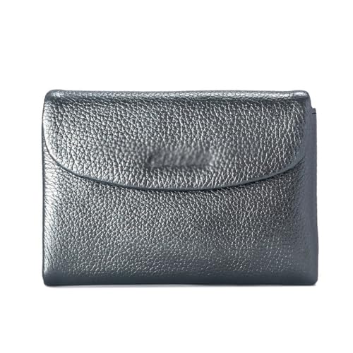 ZHCHAO Echtes Leder Kurze Geldbörse Damen Glänzend Klein Geldbörse Damen Top Layer Rindsleder Zero Wallet Kartentasche, B, 13.8*10cm von ZHCHAO
