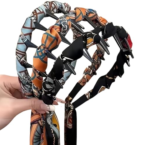 3 Stück Vintage-Haarband mit Kunstperlen und hohem Schädel,2025: Elegante geflochtene Perlen-Haarbänder mit Zähnen,Mode-Haarband mit breitem Perlen-Bling für Damen (E) von ZHCWEP