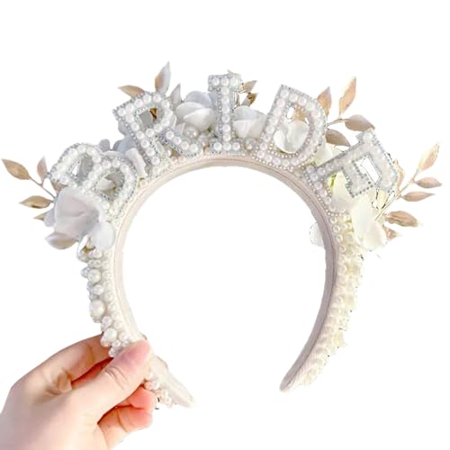 Bachelorettes Party Braut Stirnband Hochzeitskleid Kopfschmuck Künstlicher Buchstabe Braut Haarband BrideToBe Haardekore Hochzeit Haarband von ZHENBYR