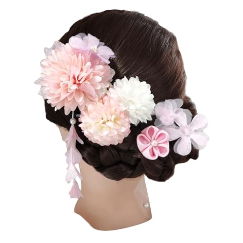 Blumen-Haarnadeln mit Zubehör für Frauen und Mädchen, floraler Japonismus für Tsumami-Kopfschmuck, Haarschmuck, Blumen-Haarnadeln, Grün von ZHENBYR