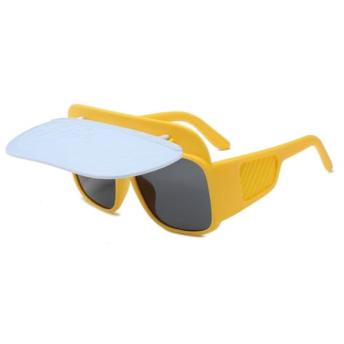 ZHENBYR Polarisierte Sonnenbrille, Strandausflüge, Sonnenbrille, für Kleinkinder, Spaziergänge, Reisen, Sonnenbrille mit abnehmbarem Sonnenschutz, modische Sonnenbrille für Kinder, Yellow Frame Blue von ZHENBYR