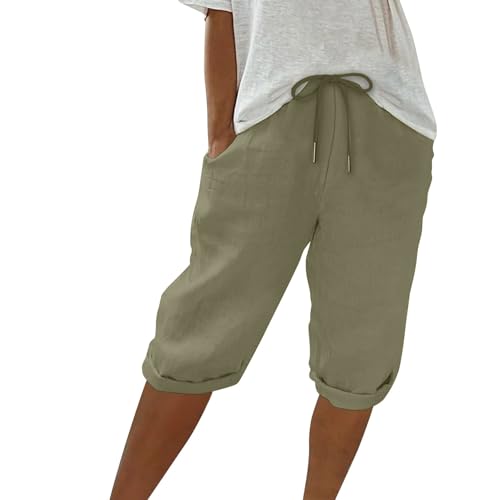 ZHENDEGL Kurze Hose Damen,Sommerhose,Damen Leinenhose Hosen Leicht Und Luftig Leinenhose Locker Strandhose Mit Kordelzug Casual Pants Hohe Taille Freizeithose Meine Bestellungen Anzeigen von ZHENDEGL