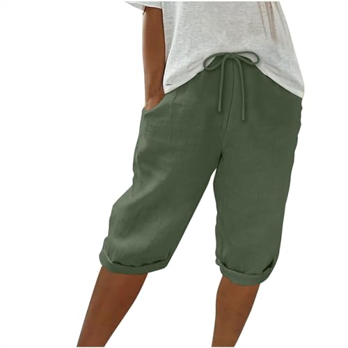 ZHENDEGL Kurze Hose Damen,Sommerhose,Damen Leinenhose Hosen Leicht Und Luftig Leinenhose Locker Strandhose Mit Kordelzug Casual Pants Hohe Taille Freizeithose Meine Bestellungen Anzeigen von ZHENDEGL