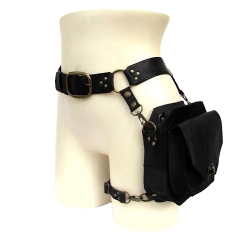 ZHENGCI Hüfttasche Mittelalter Taillengürtel Drop Leg Bag Steampunk Hüfttasche Oberschenkeltasche Leder Tasche Motorrad Taillengürtel Drop Leg Bag von ZHENGCI