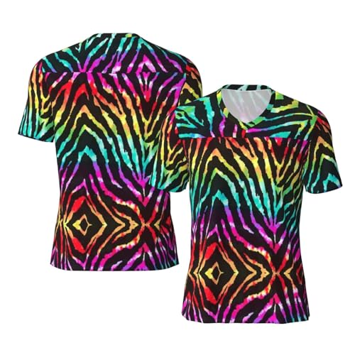 Fire Herren-Fußballtrikot, leicht und bequem, feuchtigkeitsableitend und schweißableitend, Fußball-Shirt, Sporttrikot, Team-Trikot, Athletic Top, Buntes Regenbogen-Zebra, XXL Fire Herren-Fußballtrikot, leicht und bequem, feuchtigkeitsableitend und schweißableitend, Fußball-Shirt, Sporttrikot, Team-Trikot, Athletic Top, Buntes Regenbogen-Zebra, XXL von Zhengjia