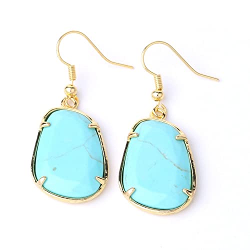 ZHENL Ohrringe Aus Stein,Geometrische Form Türkis Anhänger Damen Ohrschmuck,Goldene Ohrhaken Vier Klaue Naturstein Facettierte Ohrringe Für Frauen,Reinigen Magnetfeld von ZHENL