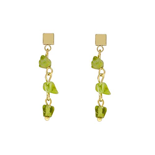ZHENL Ohrringe Hängend Mit Stein,Modische Goldene Lange Kette Damenohrringe, Grüner Naturstein-Anhänger-Ohrring, Hypoallergene 925-Ohrstecker-Ohrringe, Stilvolles Pendeln Für Den Täglichen Gebrauch von ZHENL