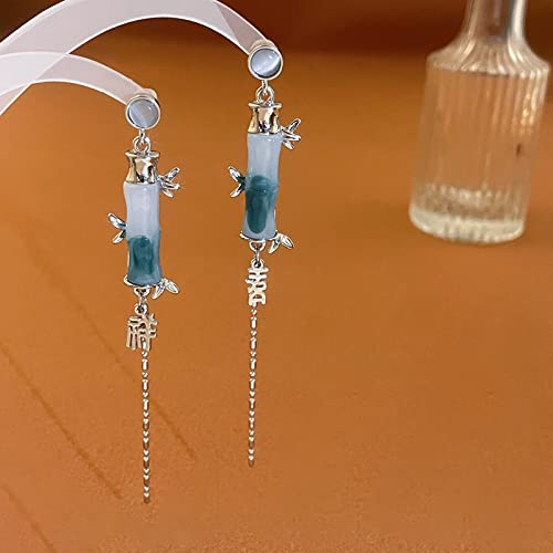 ZHENL Ohrringe Hängend Mit Stein,Retro-Bambus-Form Damen-Ohrringe, China-Wind Auspicious Text-Anhänger-Ohrring, Hypoallergene 925-Ohrstecker-Ohrringe, Stilvolles Pendeln Für Den Täglichen Gebrauch ZHENL Ohrringe Hängend Mit Stein,Retro-Bambus-Form Damen-Ohrringe, China-Wind Auspicious Text-Anhänger-Ohrring, Hypoallergene 925-Ohrstecker-Ohrringe, Stilvolles Pendeln Für Den Täglichen Gebrauch von ZHENL