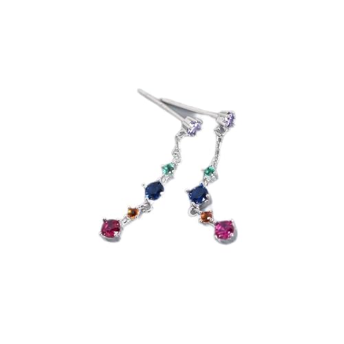ZHENL Lange Ohrringe Aus 925er Sterlingsilber Mit Stein - Bunte Zirkon-Quasten-Ohrstecker, Hypoallergene Damenohrringe Für Den Täglichen Gebrauch, Stilvolles Pendeln ZHENL Lange Ohrringe Aus 925er Sterlingsilber Mit Stein - Bunte Zirkon-Quasten-Ohrstecker, Hypoallergene Damenohrringe Für Den Täglichen Gebrauch, Stilvolles Pendeln von ZHENL