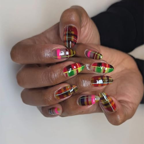 24pcs Kurzmandelpresse Auf Nägeln Design Französisch Gefälschte Acryl Falsche Künstliche Klebstoffe Für Frauen Design Falscher Nagel von ZHENNB