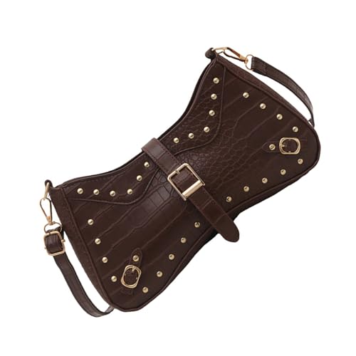 Frauen Nieten Umhängetasche PU Leder Achselhöhle Retro Achselmutpendler Trendy Crossbod von ZHENNB