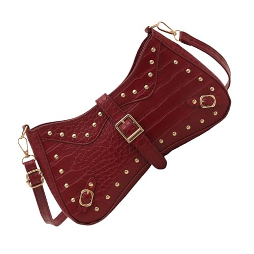 Frauen Nieten Umhängetasche PU Leder Achselhöhle Retro Achselmutpendler Trendy Crossbod von ZHENNB