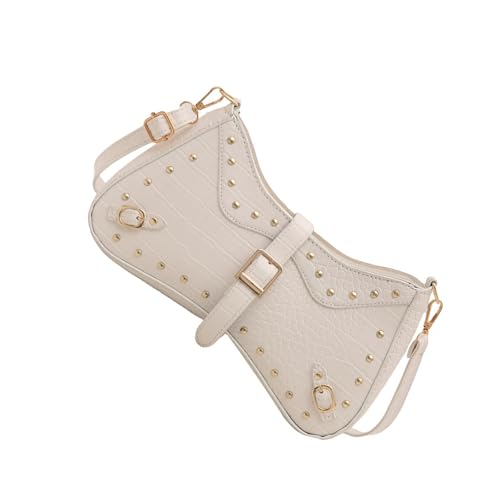 Frauen Nieten Umhängetasche PU Leder Achselhöhle Retro Achselmutpendler Trendy Crossbod von ZHENNB