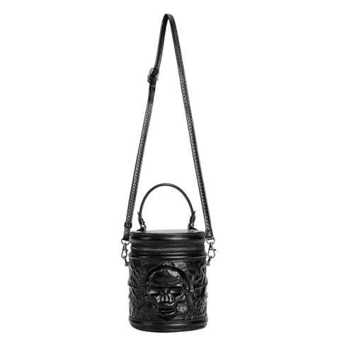 Frauen Umhängetaschen Schädel Crossbody Retro Boten PU Leder Handtasche Punk Zylinder Für Reise Retro Crossbody Für Frauen PU Leder Zylinder Schädel Schulter Schulter von ZHENNB