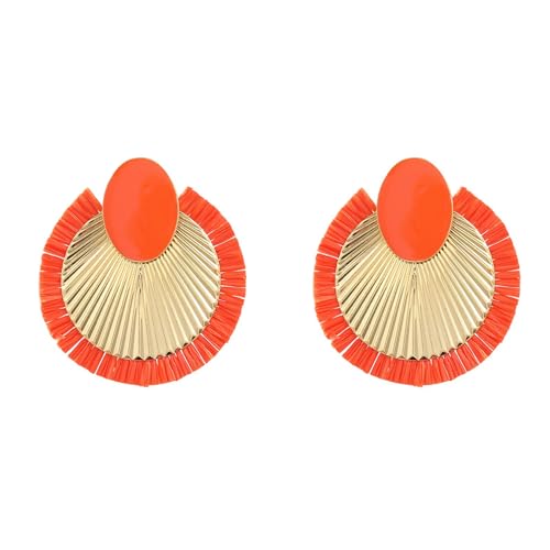 Modefanform Drop Ohrringe Mit Raffia Faserdekoration Trendy Ohrschmuck Geeignet Für Komfortable Verschleiß Raffia Legierten Randohrringe von ZHENNB