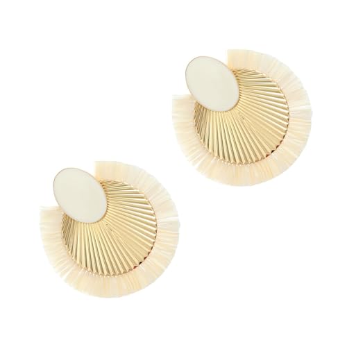 Modefanform Drop Ohrringe Mit Raffia Faserdekoration Trendy Ohrschmuck Geeignet Für Komfortable Verschleiß Raffia Legierten Randohrringe von ZHENNB