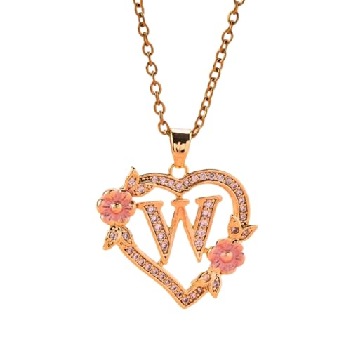 Romantik Blumen Anfängliche Anhänger Halskette Messingkette Zauberer Ausschnitt Herz Charme Mode Schmuck Geschenk Stylische Erste Halskette Für Sie von ZHENNB